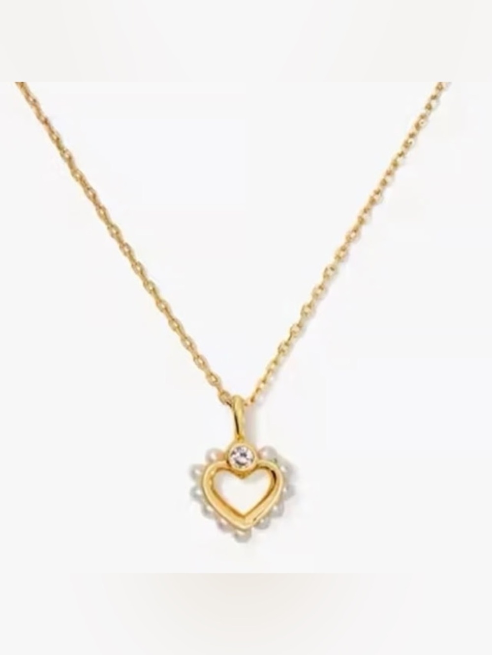 Kate Spade Gold Heart Pendant Necklace with Pearl Accents